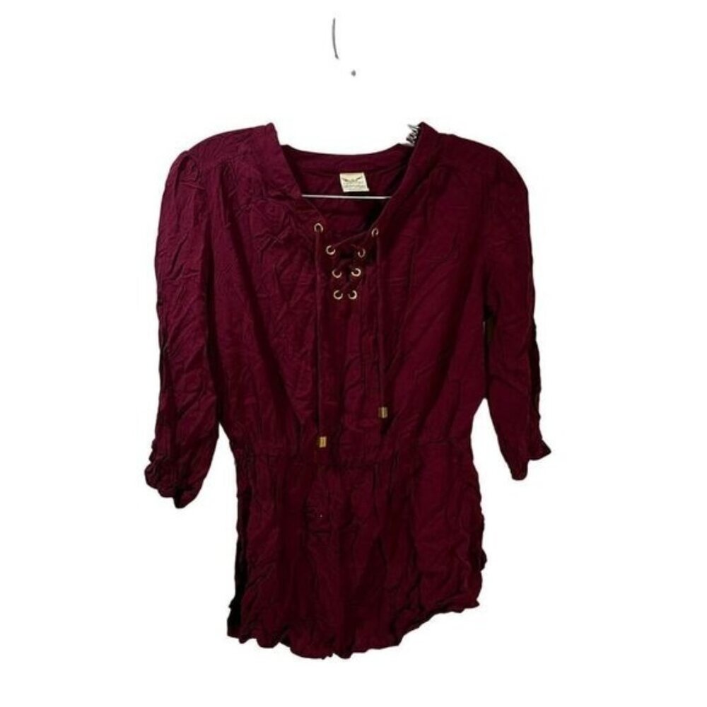 Faded Glory 3/4 Sleeve Peasant Top with Front Tassels Small‎
